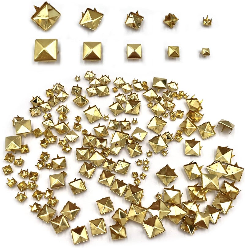 honigo Gold 150pcs Square Pyramid Studs Metal Studs Spikes for Clothing,Shoe,Leather,Jacket,Punk,Crafts,Clothes,Jeans,Jewelry4/6/8/10/12mm - Image 5